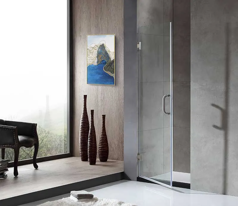 Anzzi Passion Series 30 in. by 72 in. Frameless Hinged Shower Door in Brushed Nickel with Handle