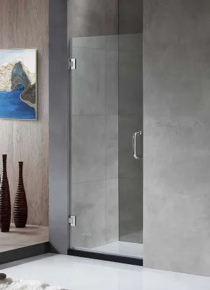 Anzzi Passion Series 30 in. by 72 in. Frameless Hinged Shower Door in Chrome with Handle
