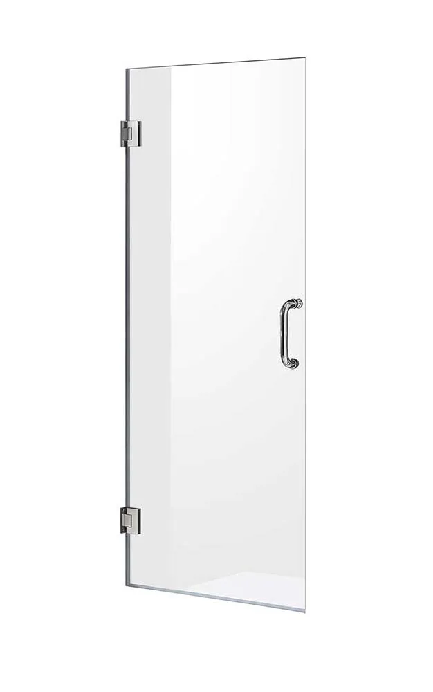 Anzzi Passion Series 30 in. by 72 in. Frameless Hinged Shower Door in Chrome with Handle
