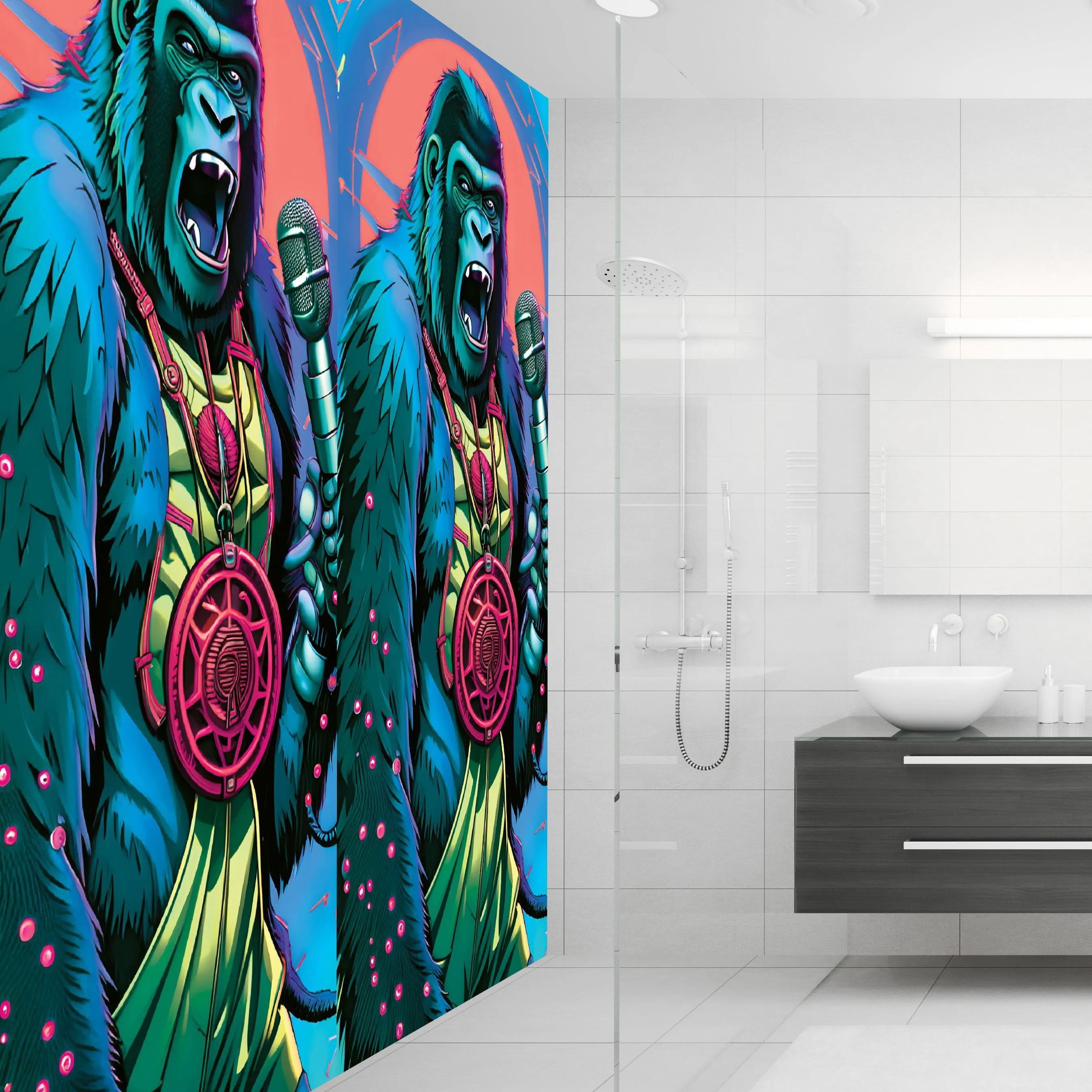 Ape on the Mic Acrylic Wall Panels Home Decor Wall Panels 2440mmm x 1220mm