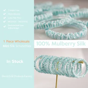 Aqua Green silk scrunchies mini