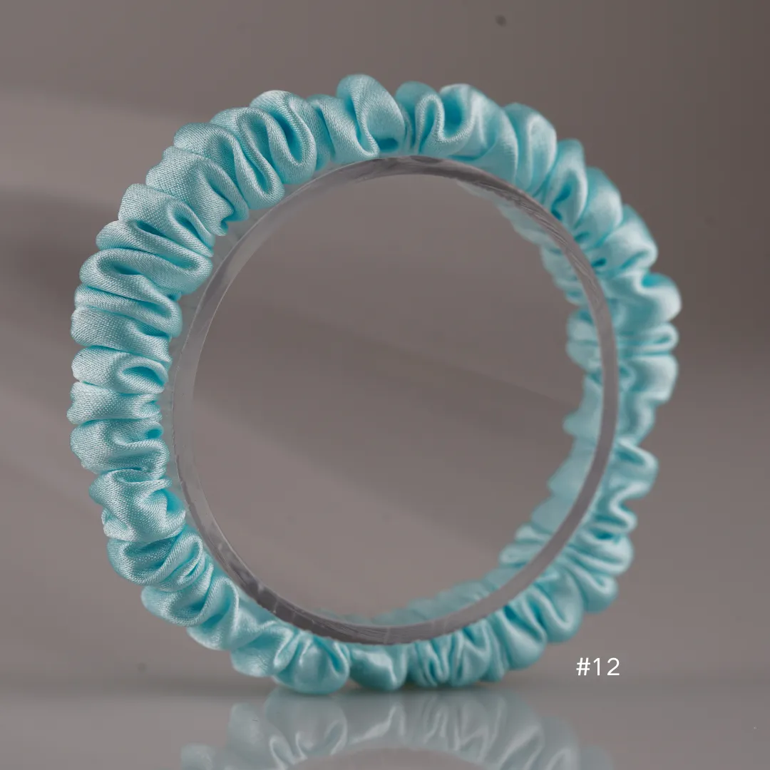 Aqua Green silk scrunchies mini