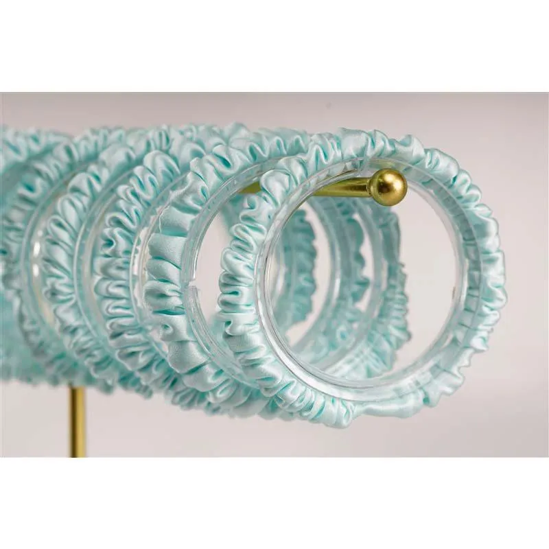 Aqua Green silk scrunchies mini