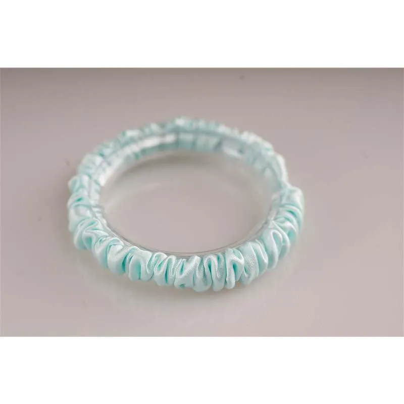 Aqua Green silk scrunchies mini