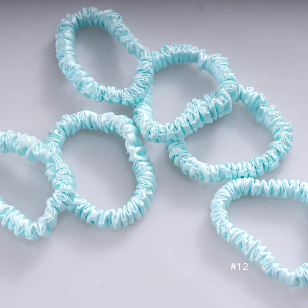 Aqua Green silk scrunchies mini