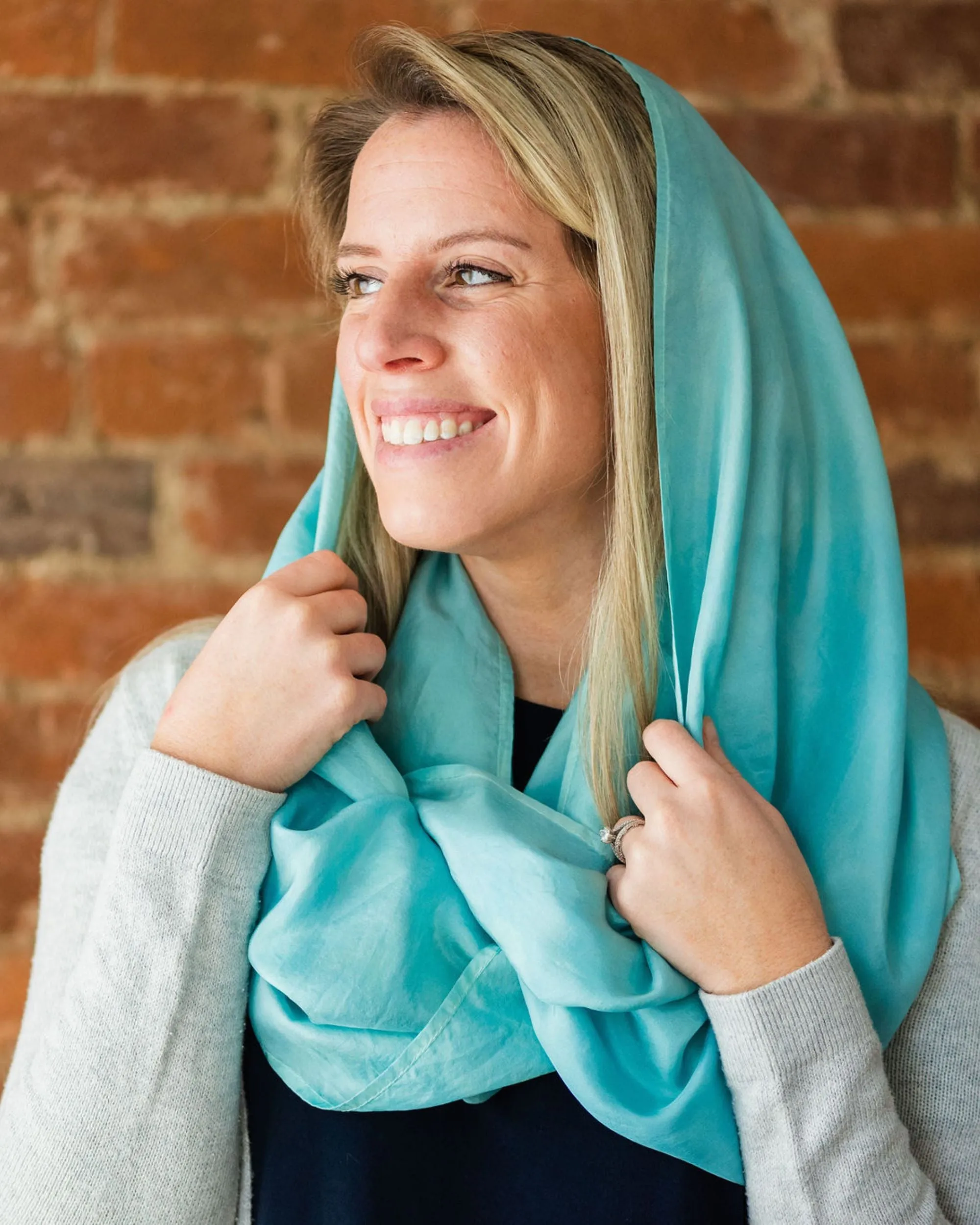 Aqua Silk Scarf - March