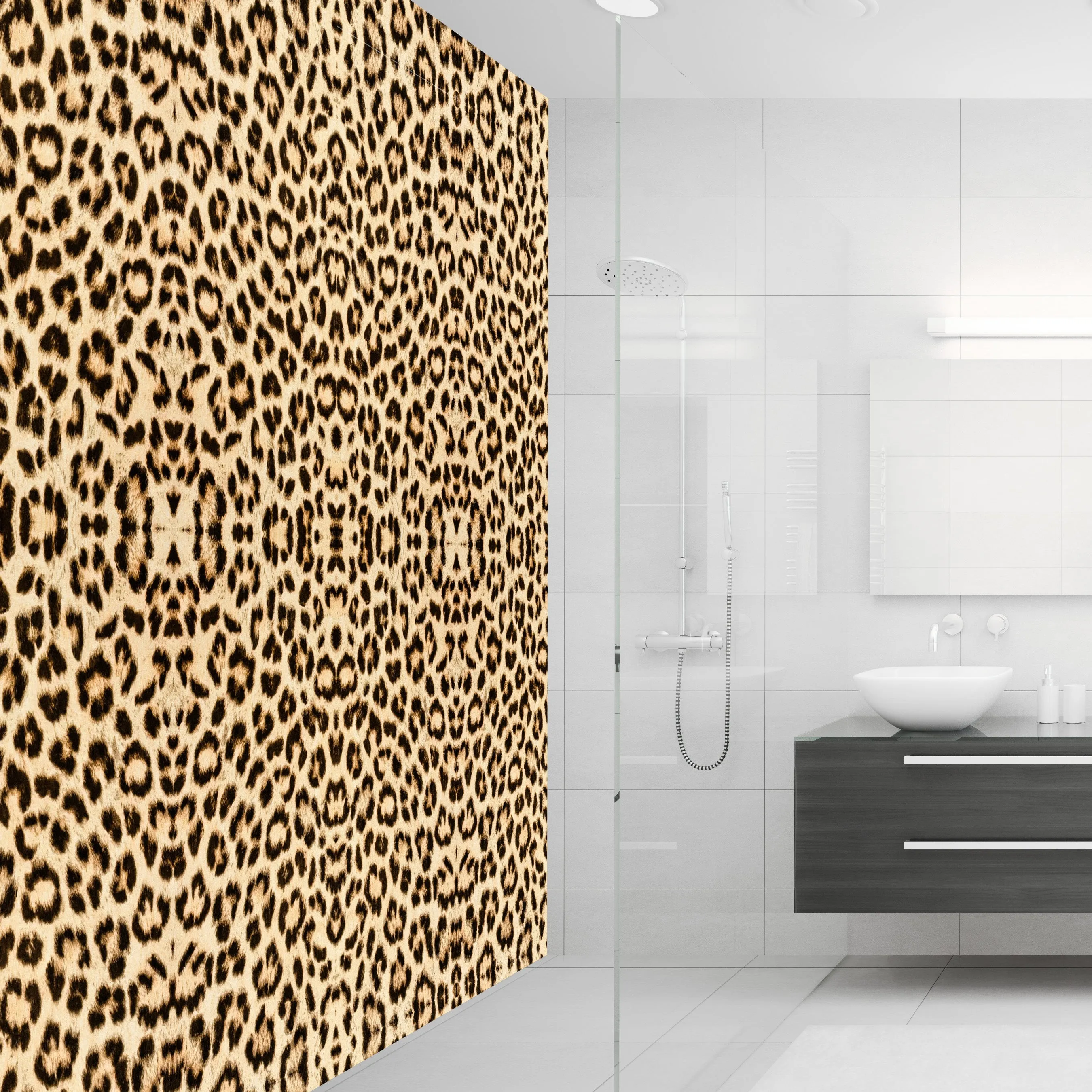 Artistic Leopard Print Acrylic Shower Wall Panels Home Decor Wall Panels 2440mmm x 1220mm