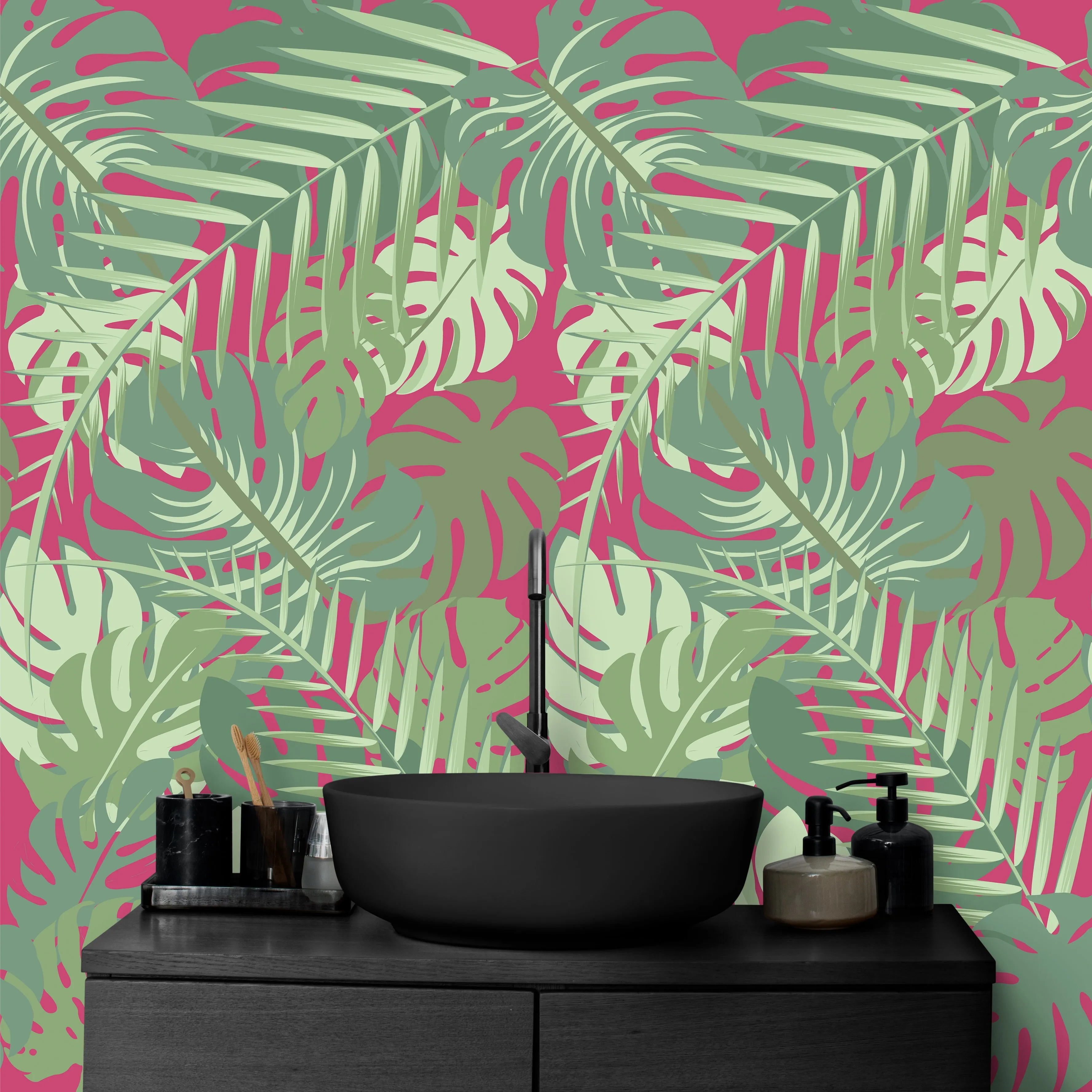 Banana Leaf Plant Pink Acrylic Shower Wall Panel 2440mmm x 1220mm