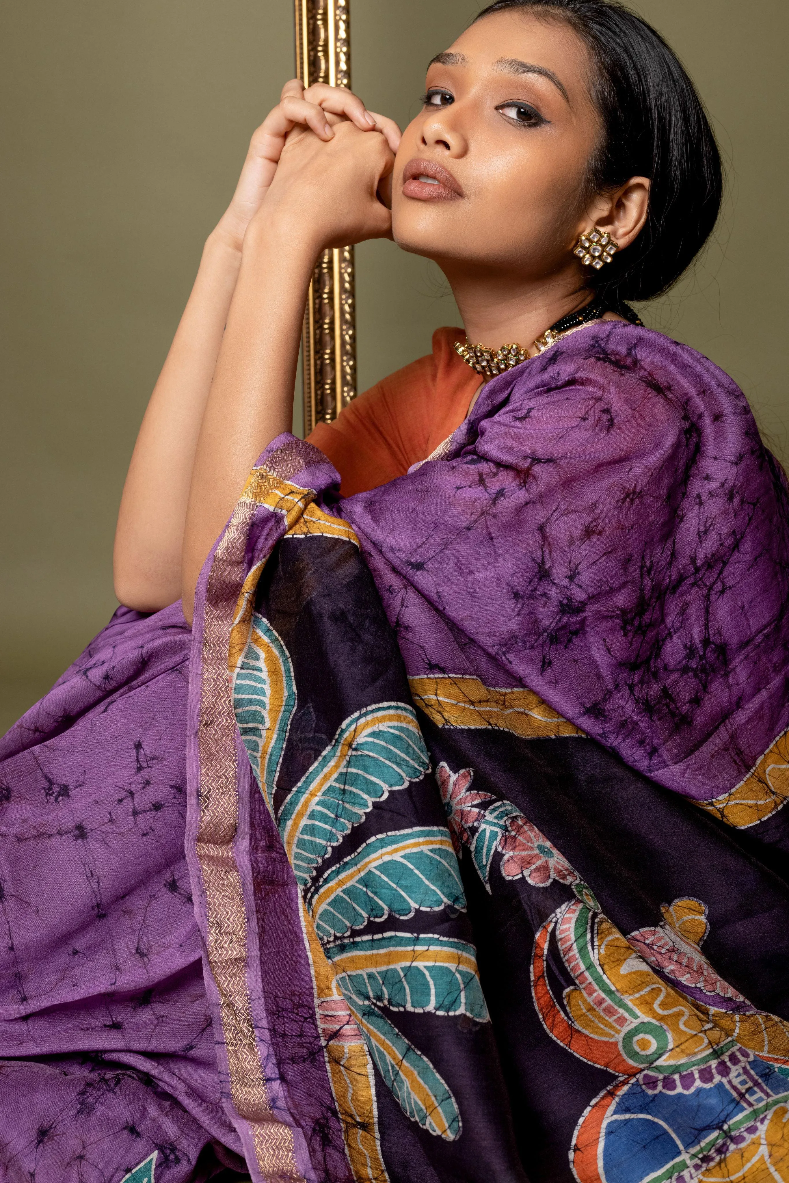 Batik Maheswari saree - Narmada- Bageecha