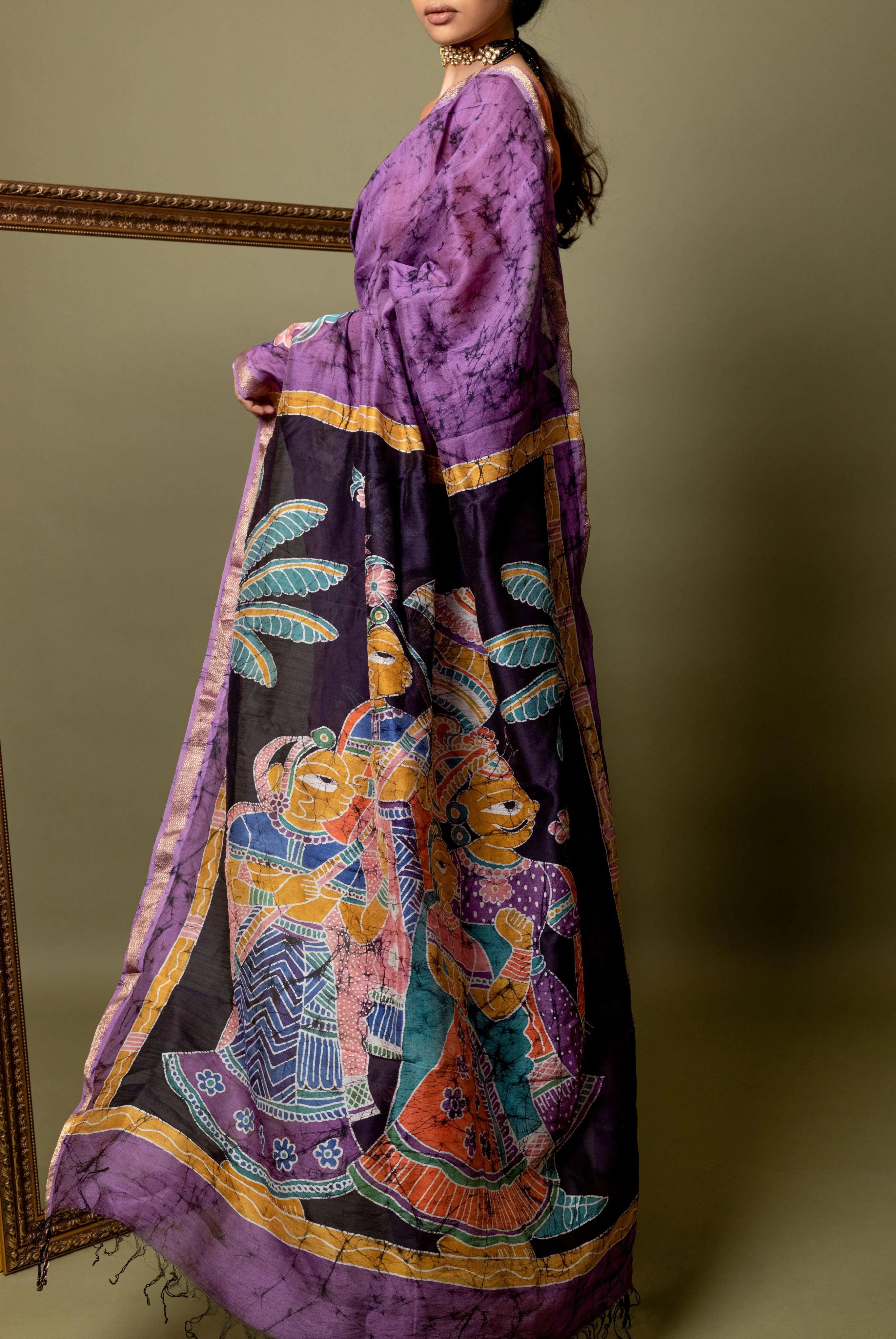 Batik Maheswari saree - Narmada- Bageecha