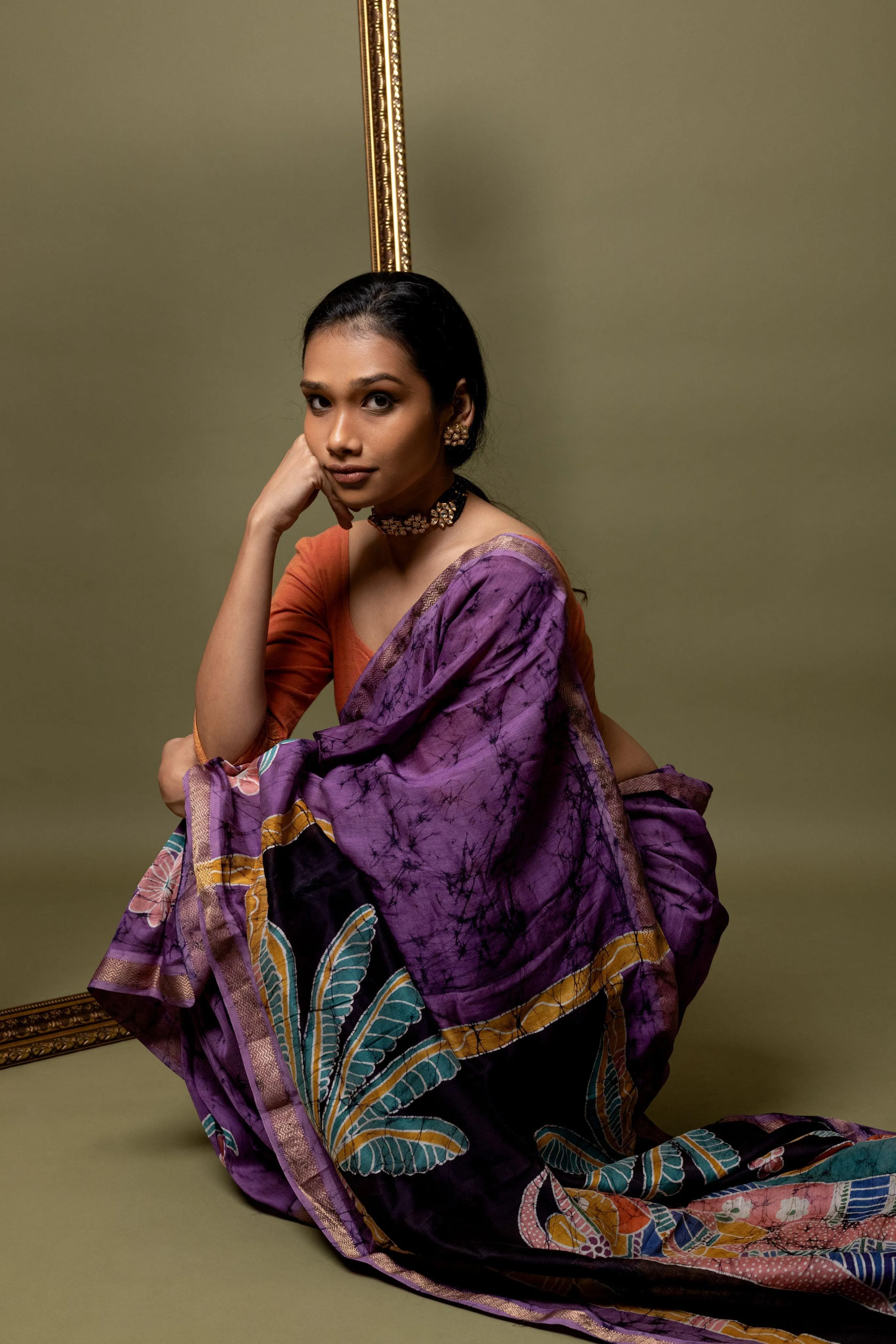 Batik Maheswari saree - Narmada- Bageecha