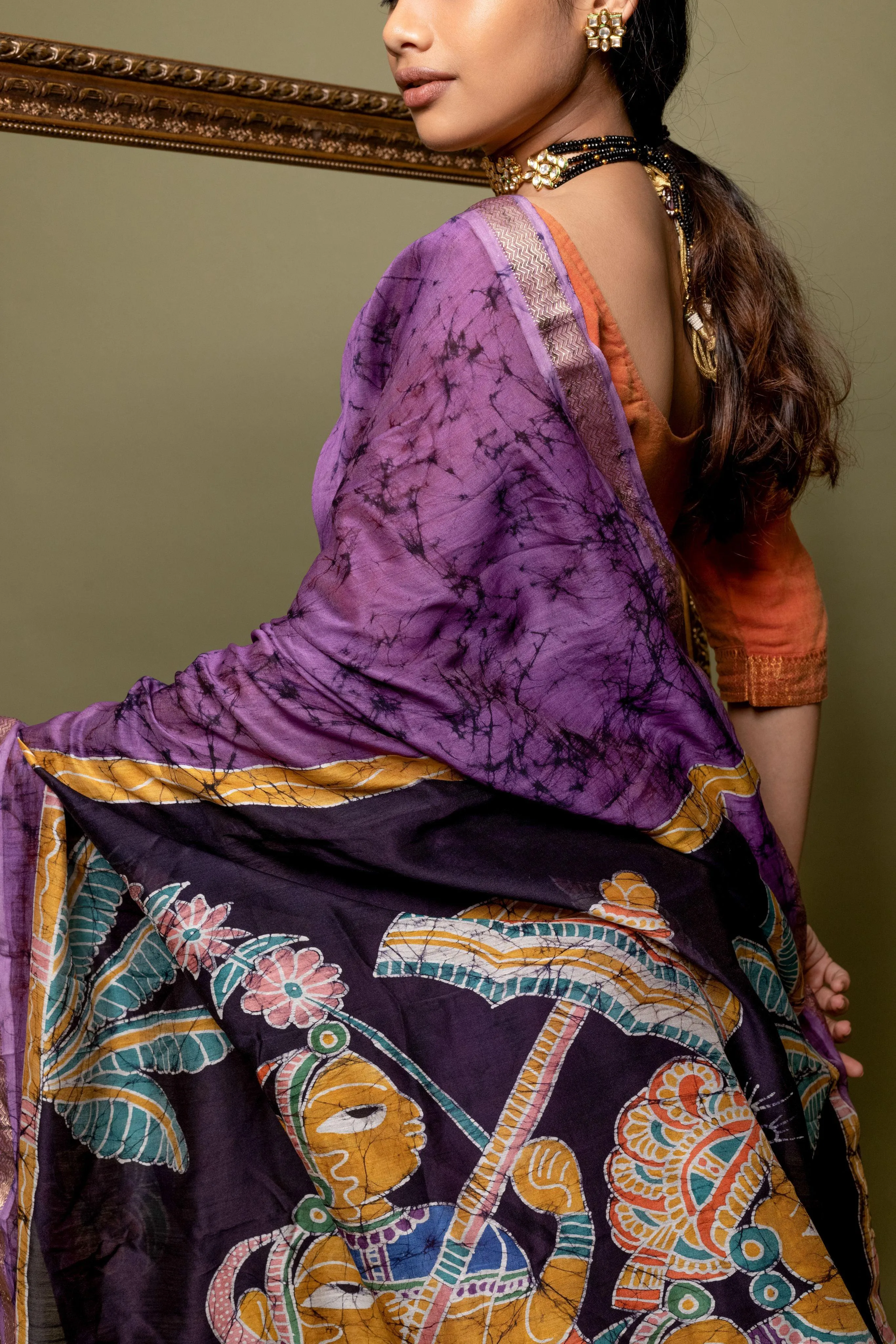 Batik Maheswari saree - Narmada- Bageecha