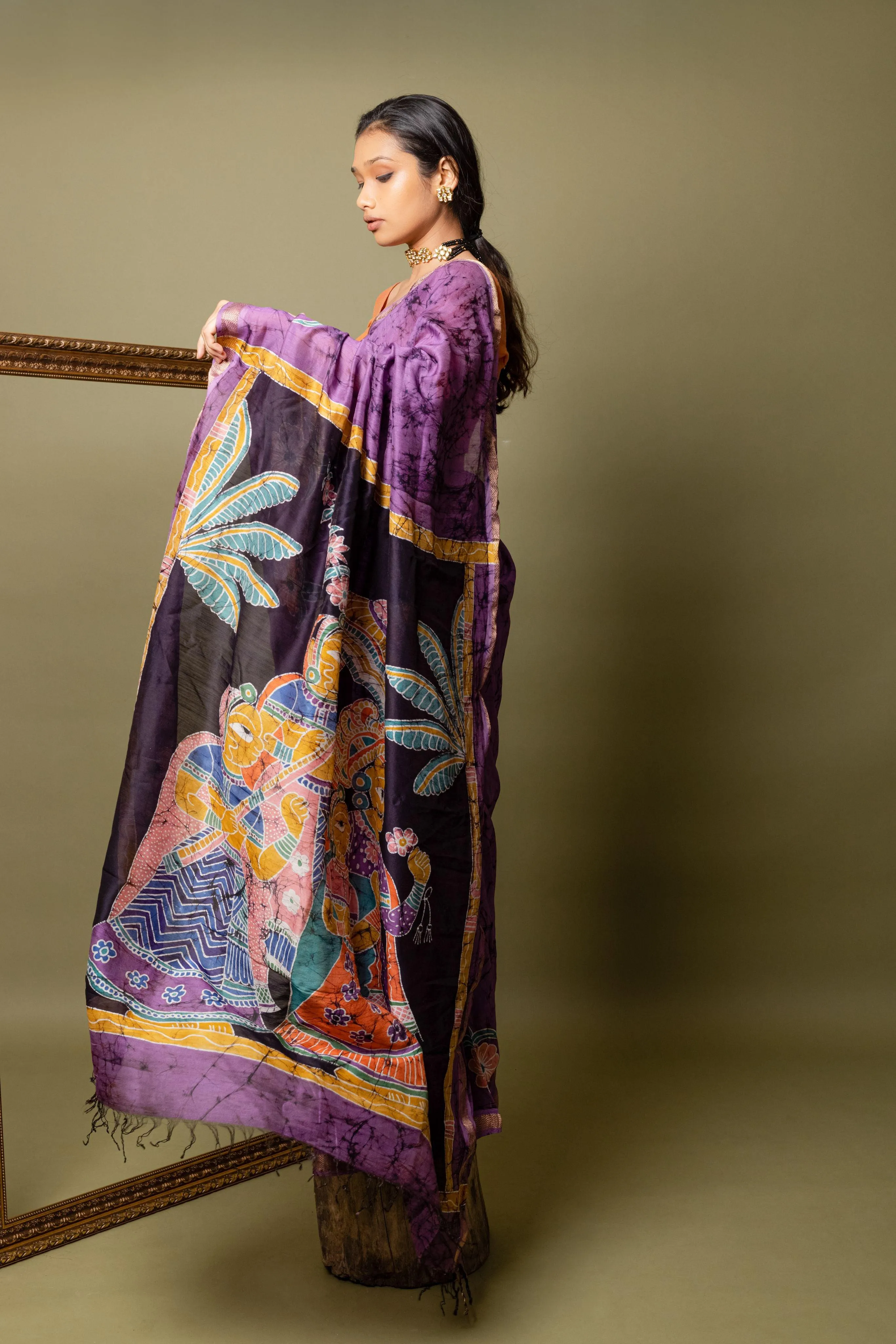 Batik Maheswari saree - Narmada- Bageecha