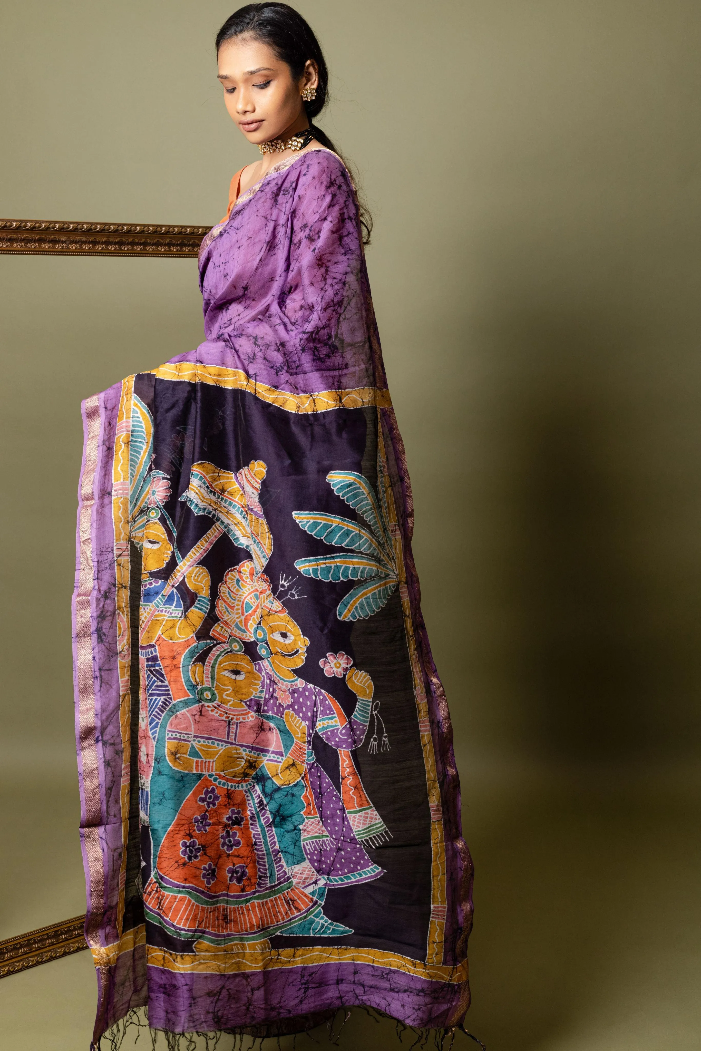 Batik Maheswari saree - Narmada- Bageecha