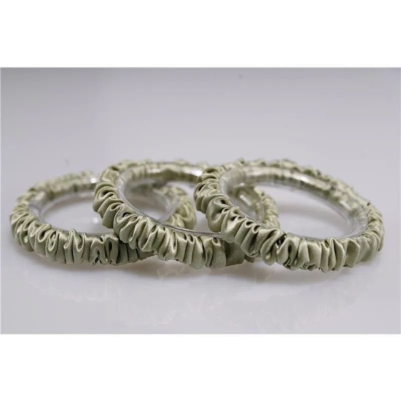 Bean Green silk scrunchies mini