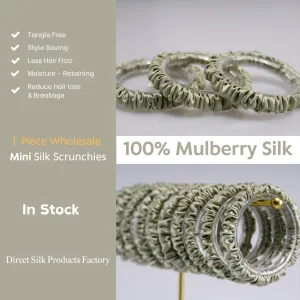 Bean Green silk scrunchies mini