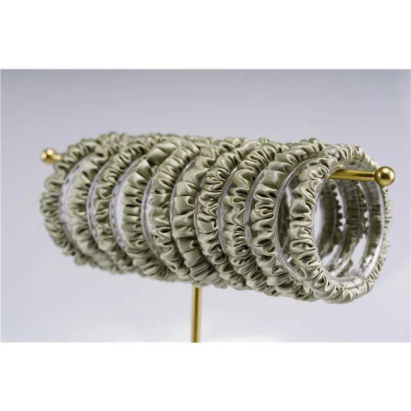 Bean Green silk scrunchies mini