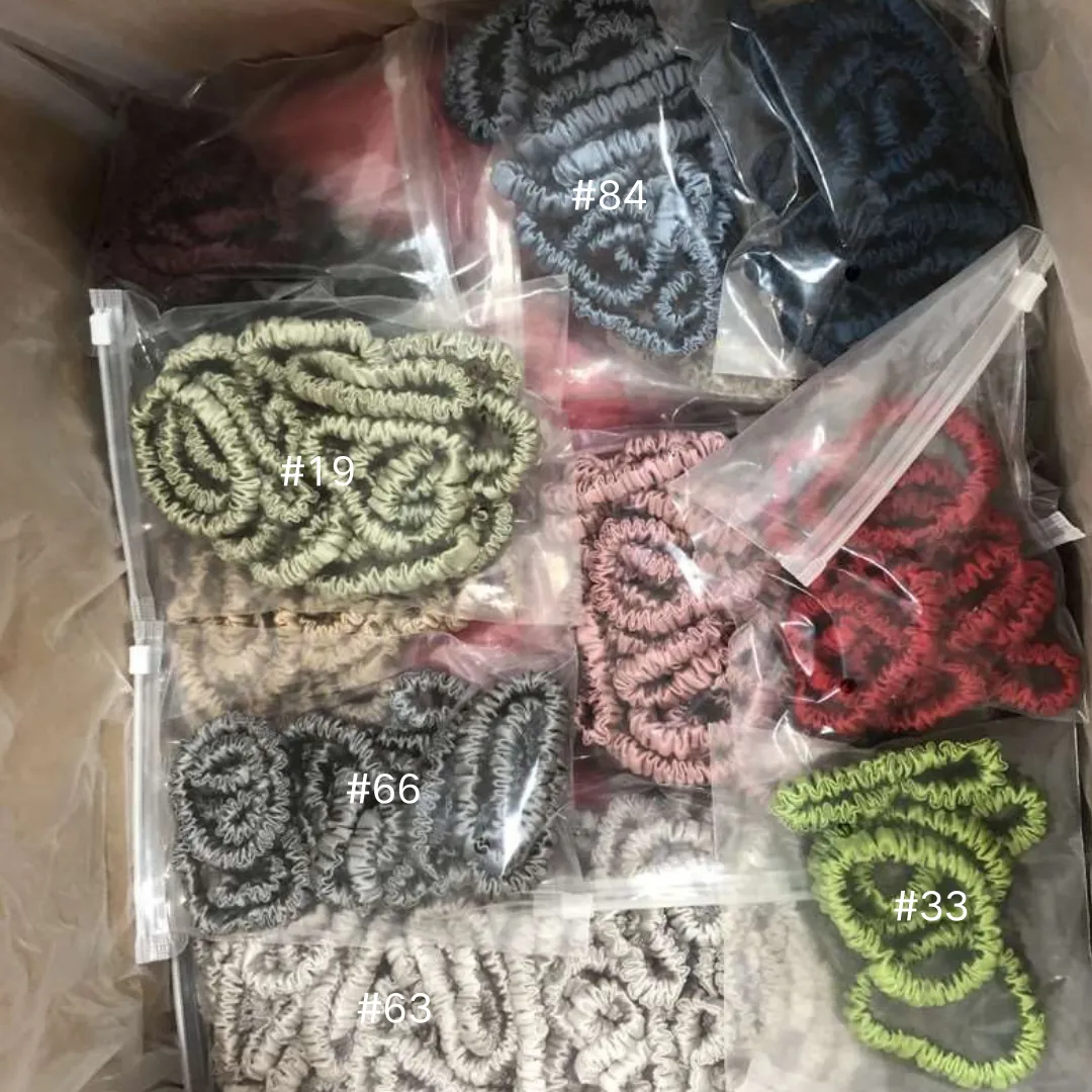 Bean Green silk scrunchies mini