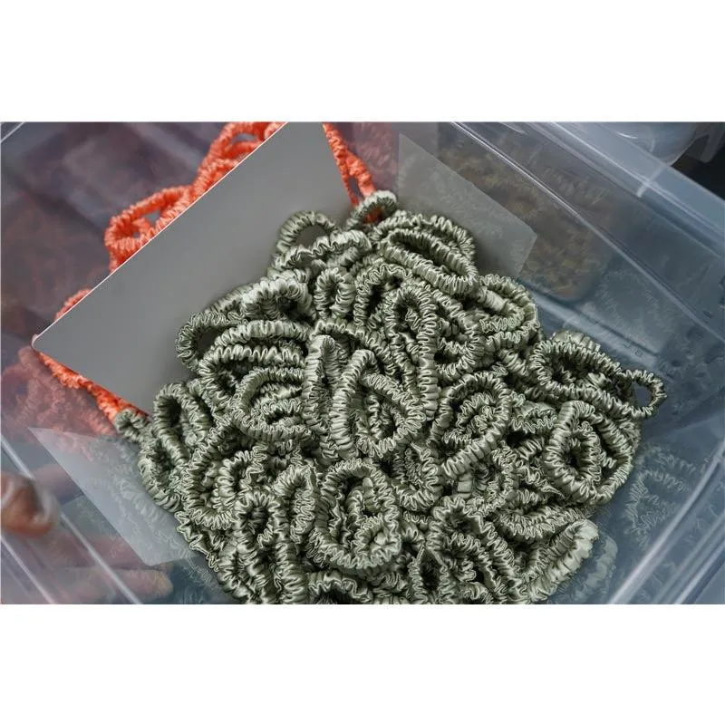 Bean Green silk scrunchies mini