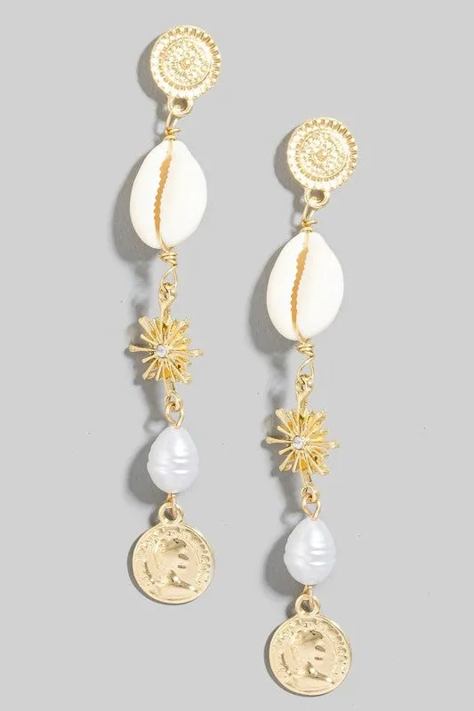 Bede Shell Chain Earrings