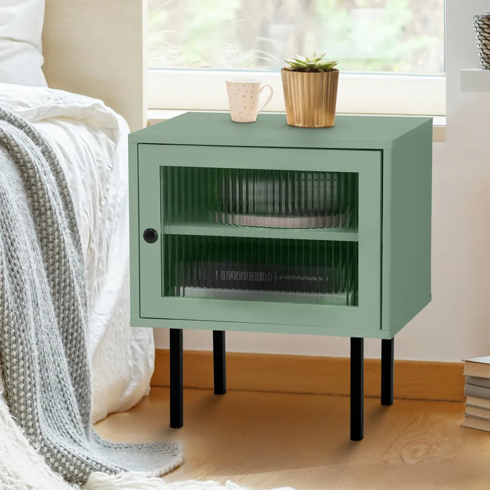 Bedside Tables Storage Cabinet Wood Green