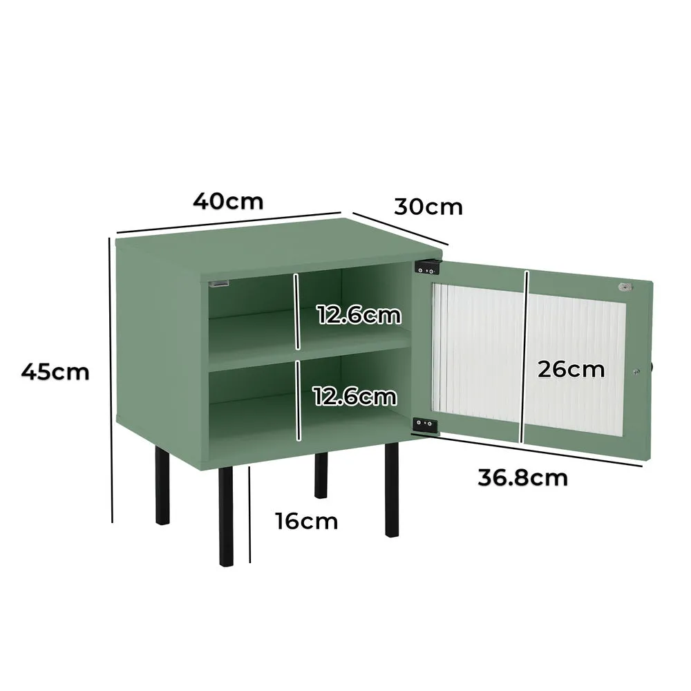 Bedside Tables Storage Cabinet Wood Green
