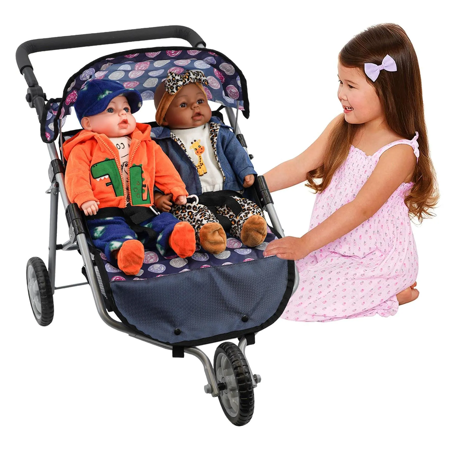 BiBi Accessories - Blue Doll Twin Stroller