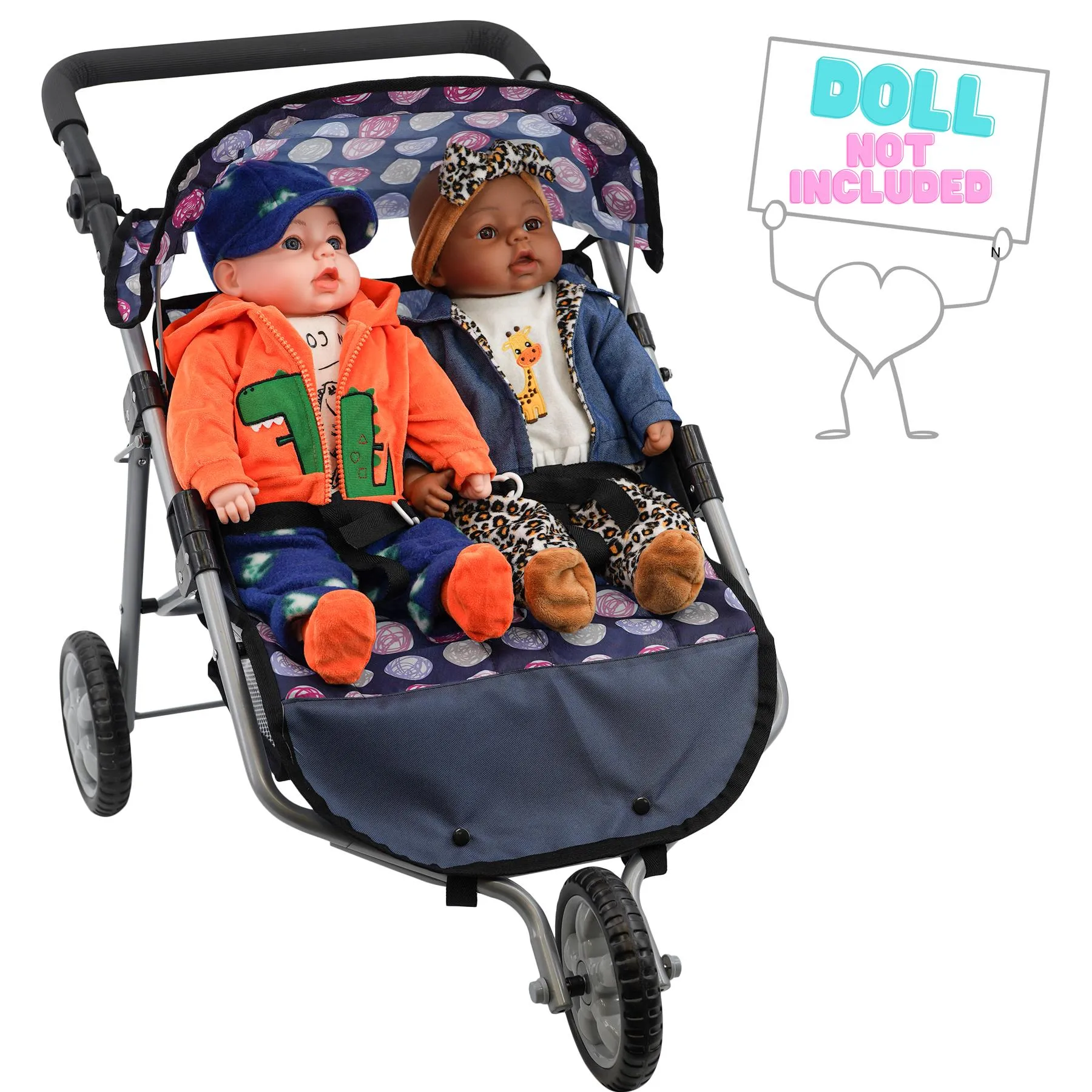 BiBi Accessories - Blue Doll Twin Stroller