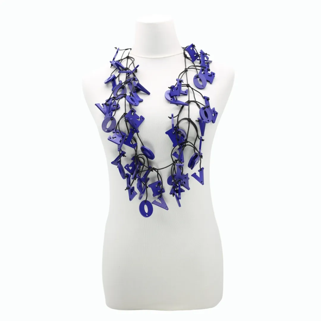 Big LOVE Necklace - Hand-painted - Cobalt