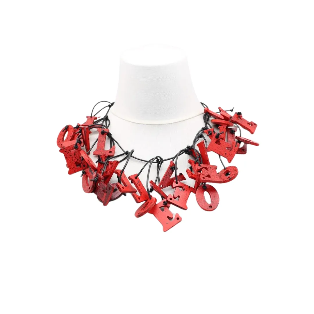Big LOVE Necklace - Hand-painted - Short/Red