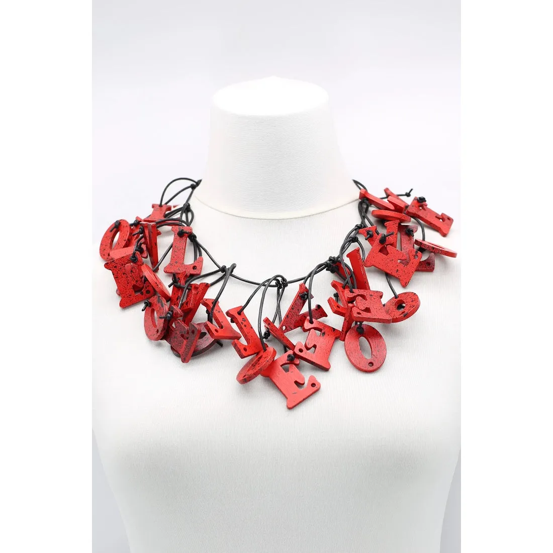 Big LOVE Necklace - Hand-painted - Short/Red