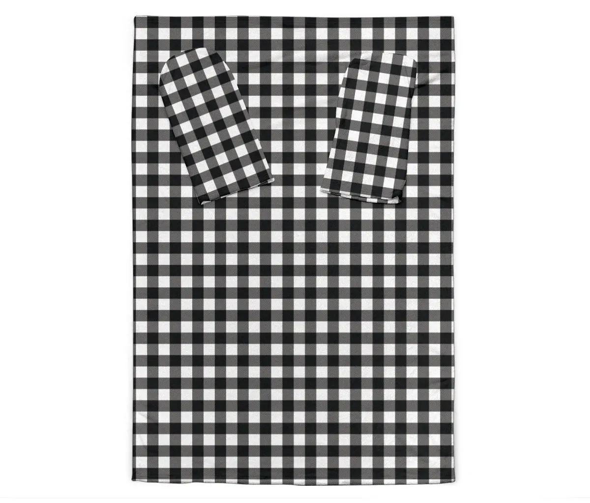 Black and White Buffalo Plaid Blanket With Sleeves