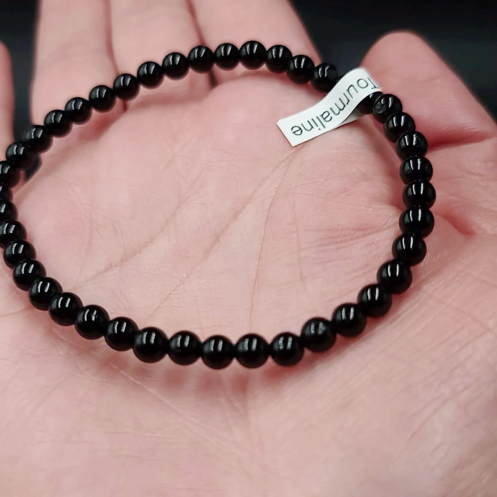 Black Tourmaline Bead Bracelet 4mm