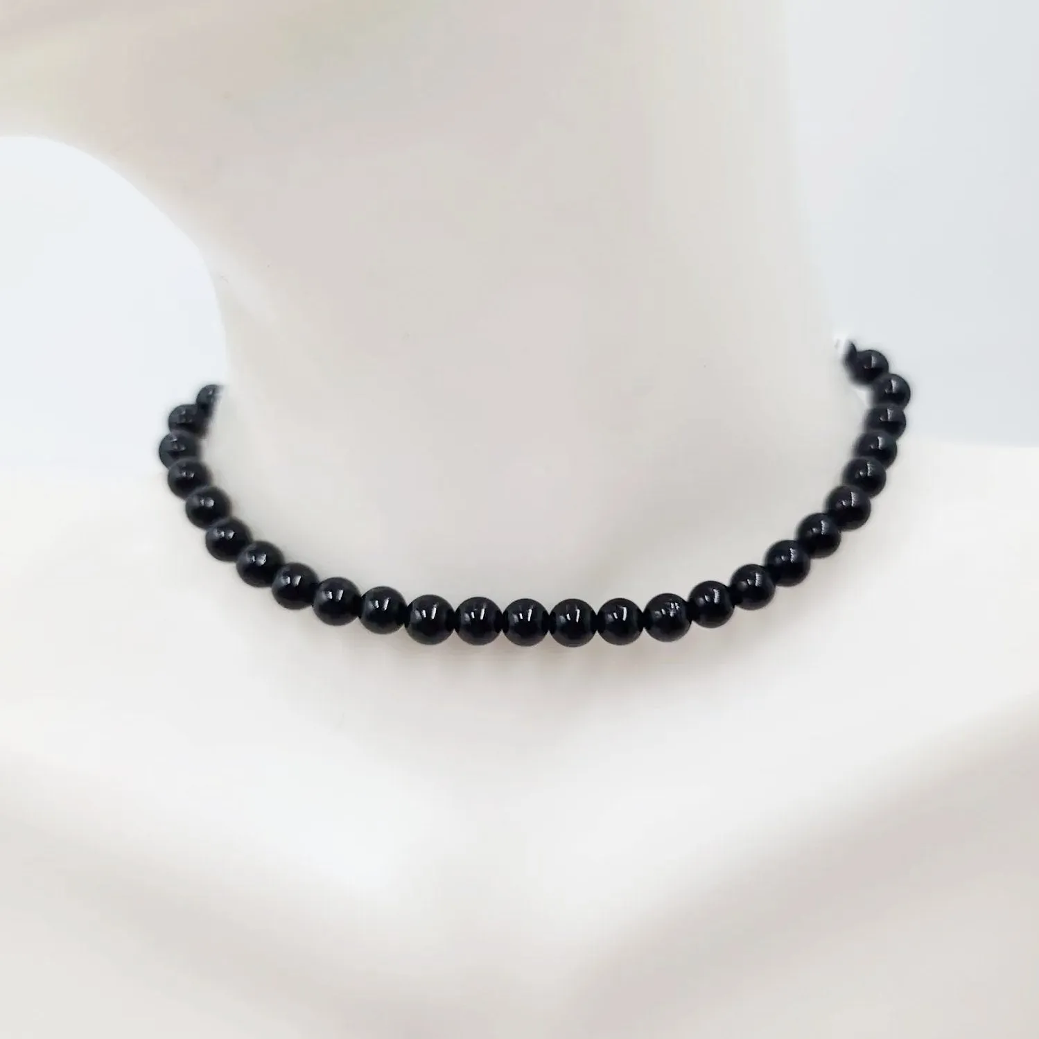 Black Tourmaline Bead Bracelet 4mm
