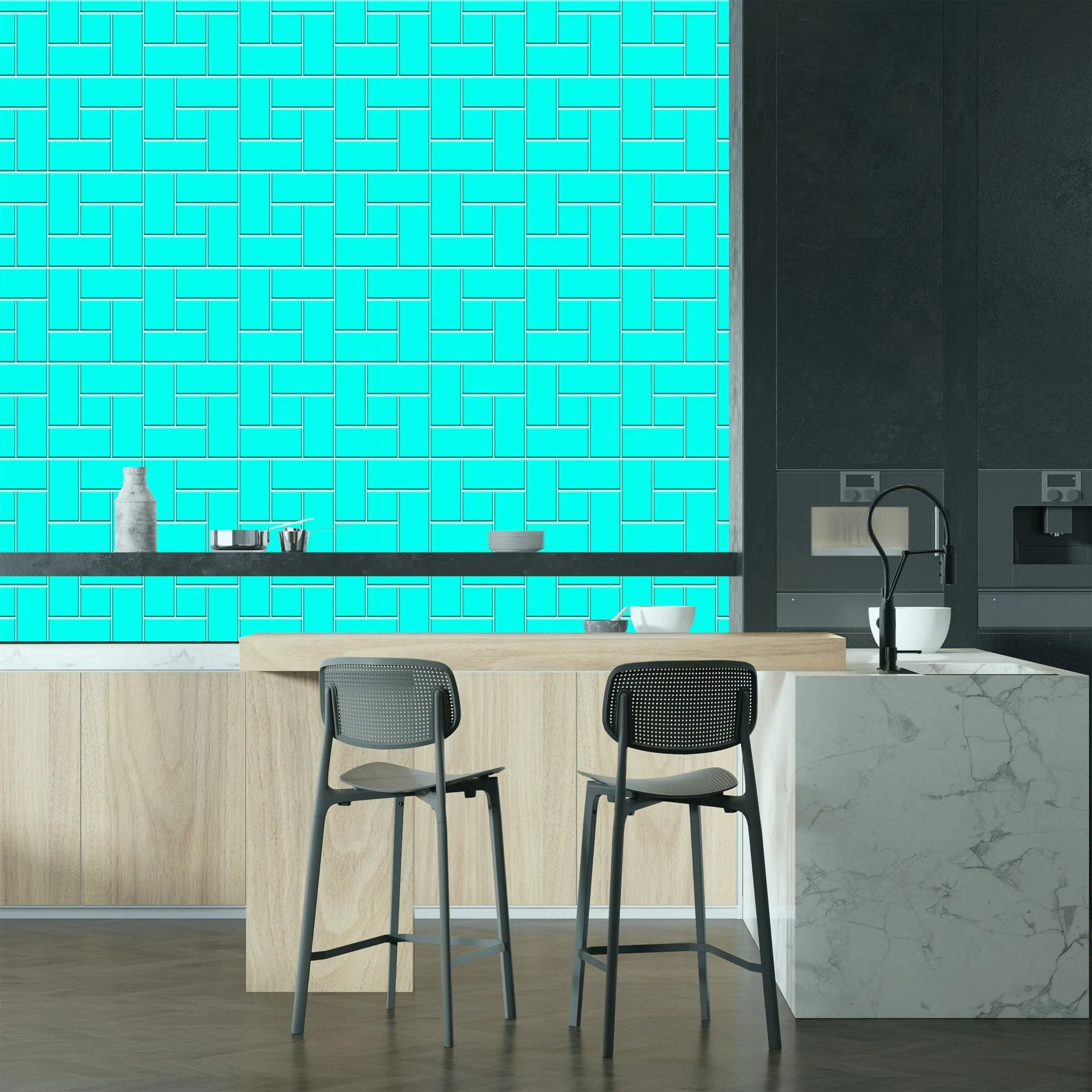 Blue Windmill Tile Acrylic Shower Wall Panel 2440mm x 1220mm (3mm Thick)