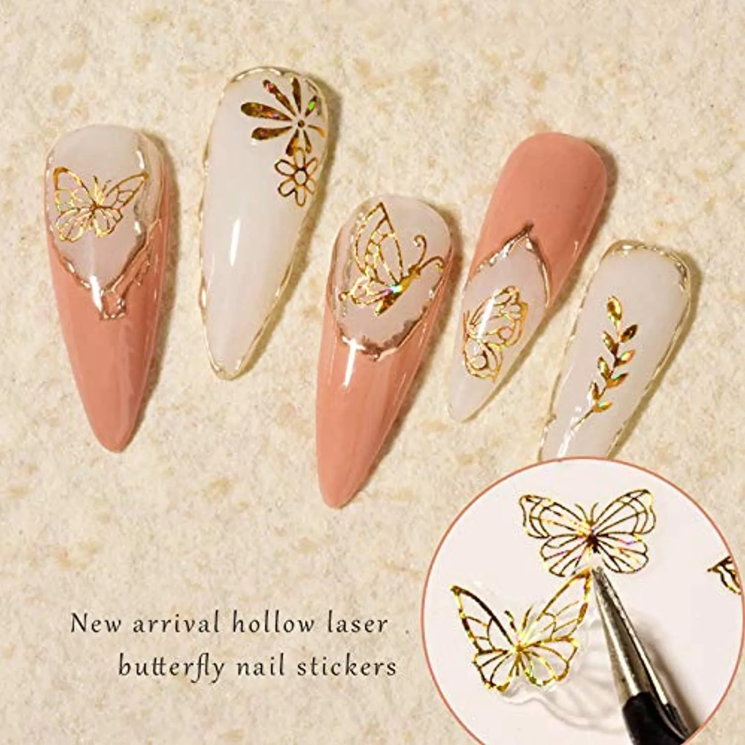 Butterfly Nail Art Stickers 8 Sheets Laser 3D Butterfly Nail Stickers Polish Sliders Butterfly Designs Full Cover Nail Self Adhesive Decals for Women Nail Art Set Manicure Tips Wraps Decorations