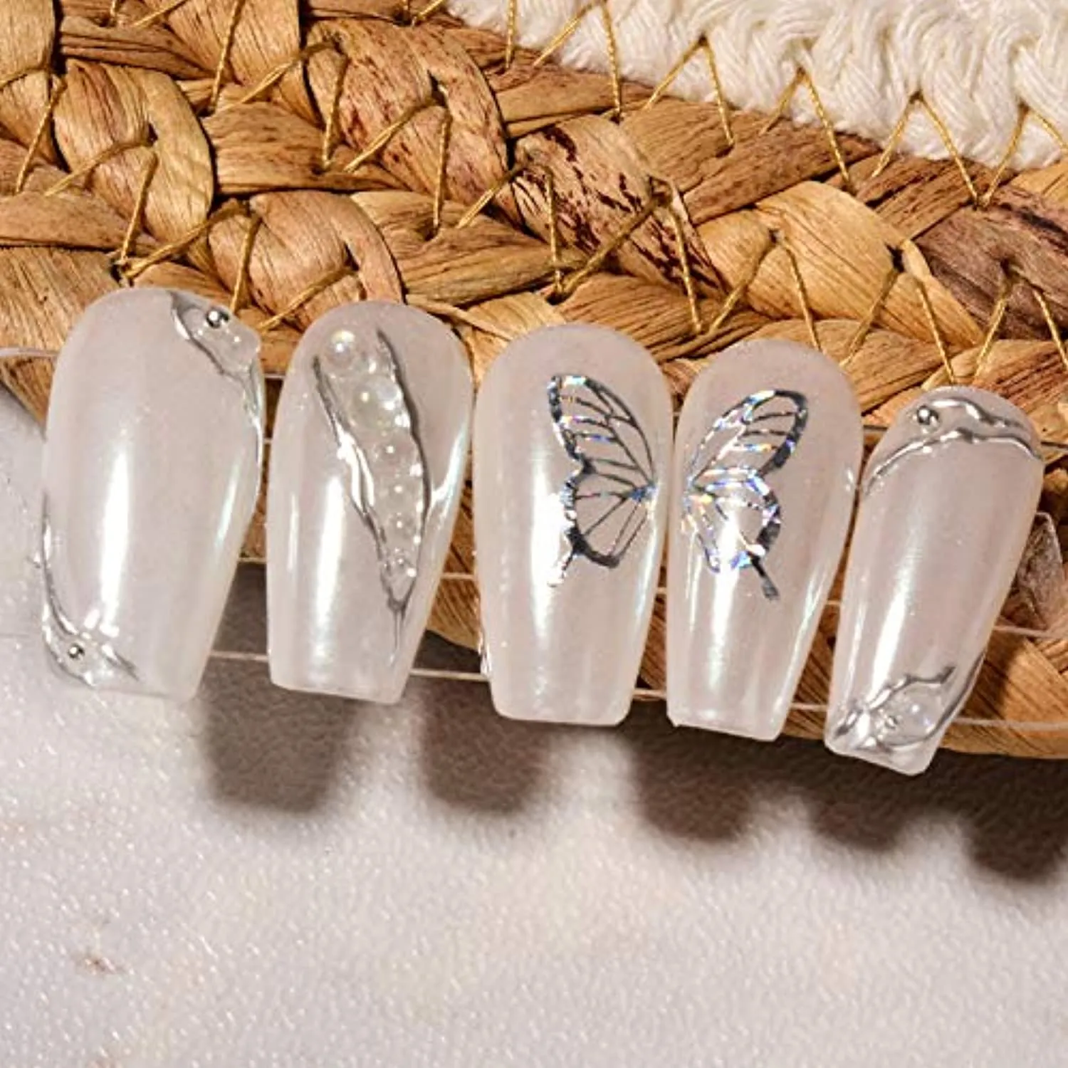 Butterfly Nail Art Stickers 8 Sheets Laser 3D Butterfly Nail Stickers Polish Sliders Butterfly Designs Full Cover Nail Self Adhesive Decals for Women Nail Art Set Manicure Tips Wraps Decorations