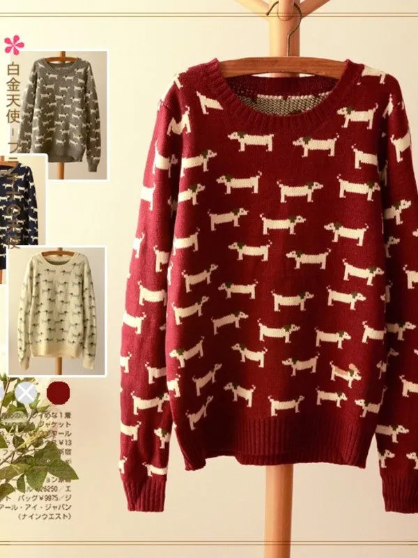 cartoon dog thick sweater