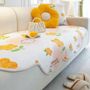 Cartoon Rabbit Sofa Cover Milk Velvet Sofa Mat Sofa Slipcovers Fun Fuzzy Pet Couch Cover Sofa Towel for Living Room Home Decor