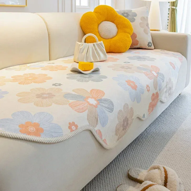 Cartoon Rabbit Sofa Cover Milk Velvet Sofa Mat Sofa Slipcovers Fun Fuzzy Pet Couch Cover Sofa Towel for Living Room Home Decor