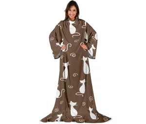 Cat Adult Sleeve Blanket - Dark Brown