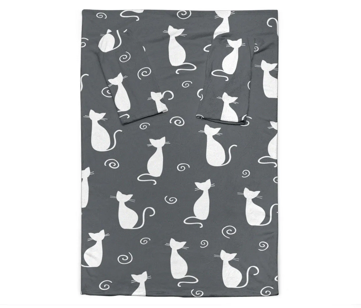 Cat Adult Sleeve Blanket - Grey