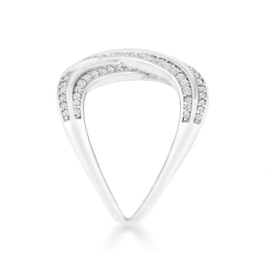 Christa CZ Rhodium Fashion X Ring | 0.4ct