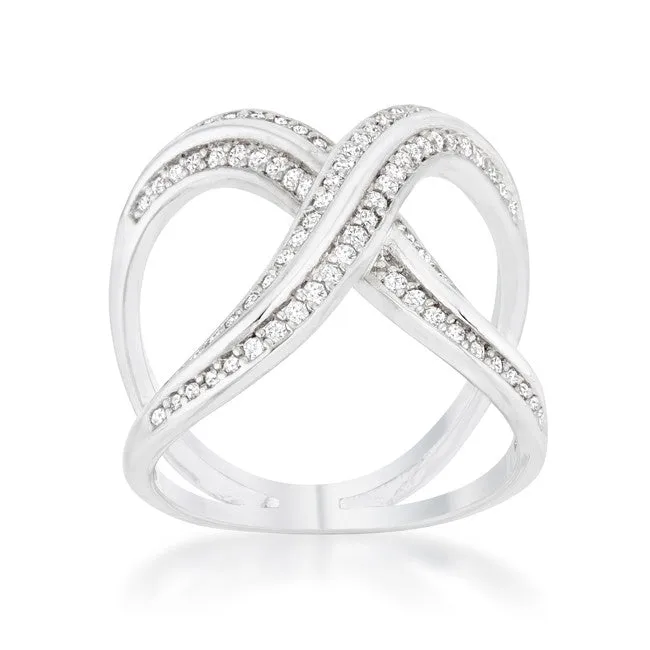 Christa CZ Rhodium Fashion X Ring | 0.4ct