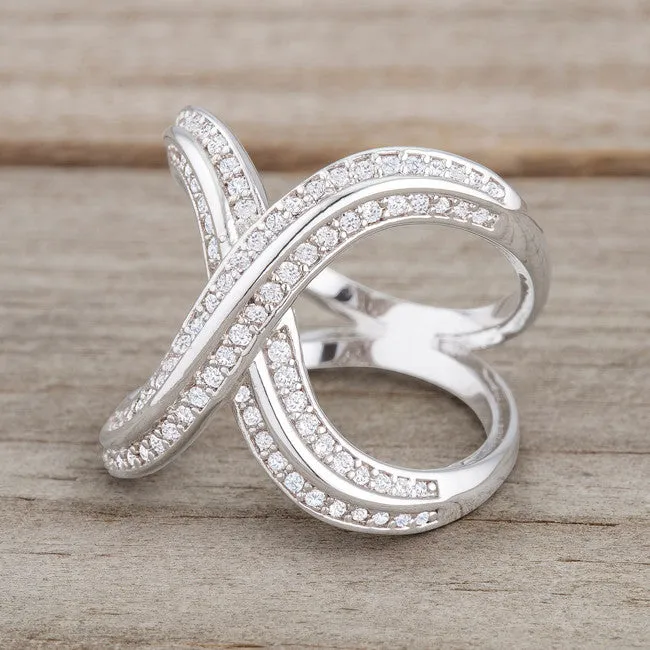 Christa CZ Rhodium Fashion X Ring | 0.4ct