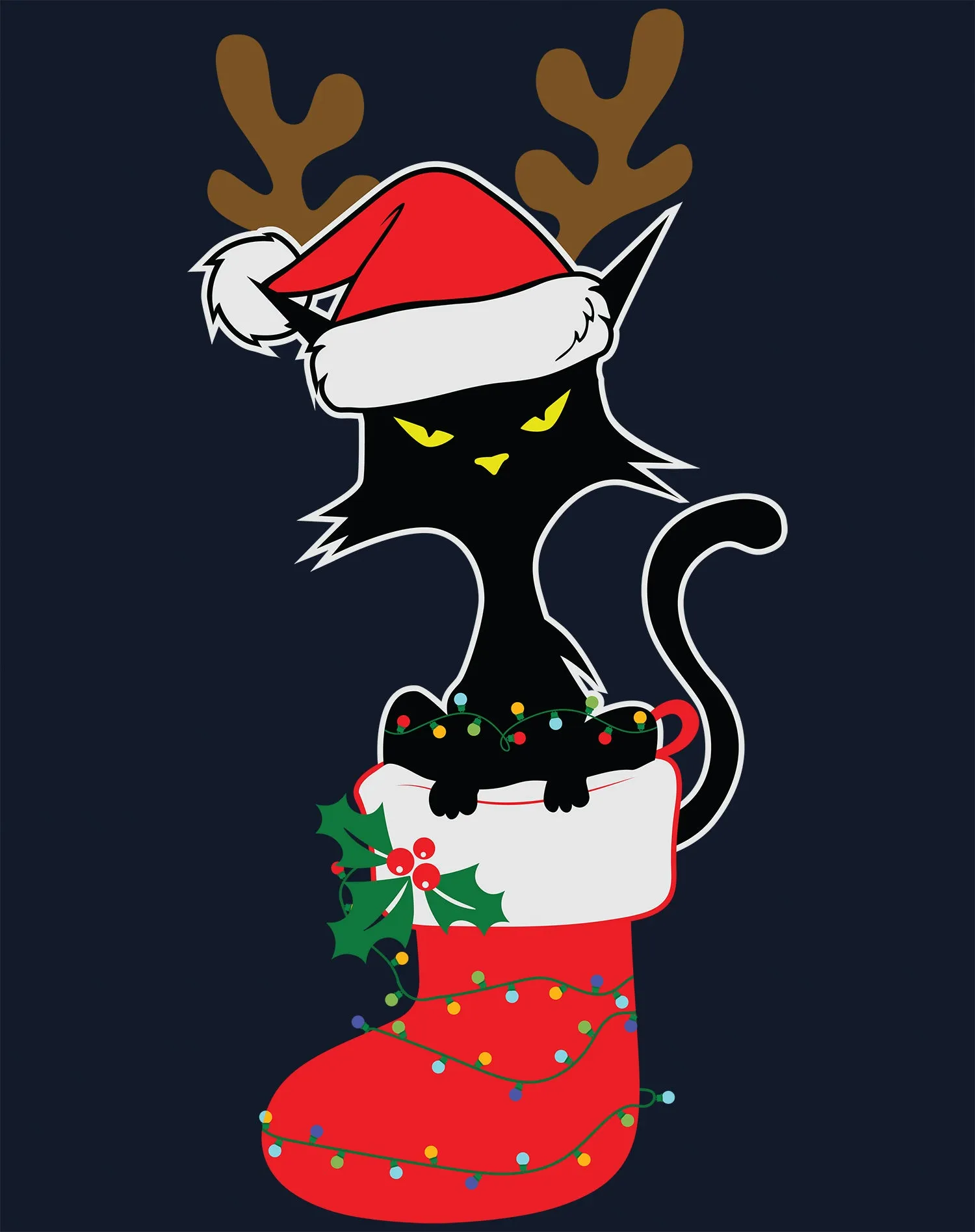 Christmas Cat Lover Santa Hat Stocking Vintage Fun Sweet Lol Youth T-Shirt