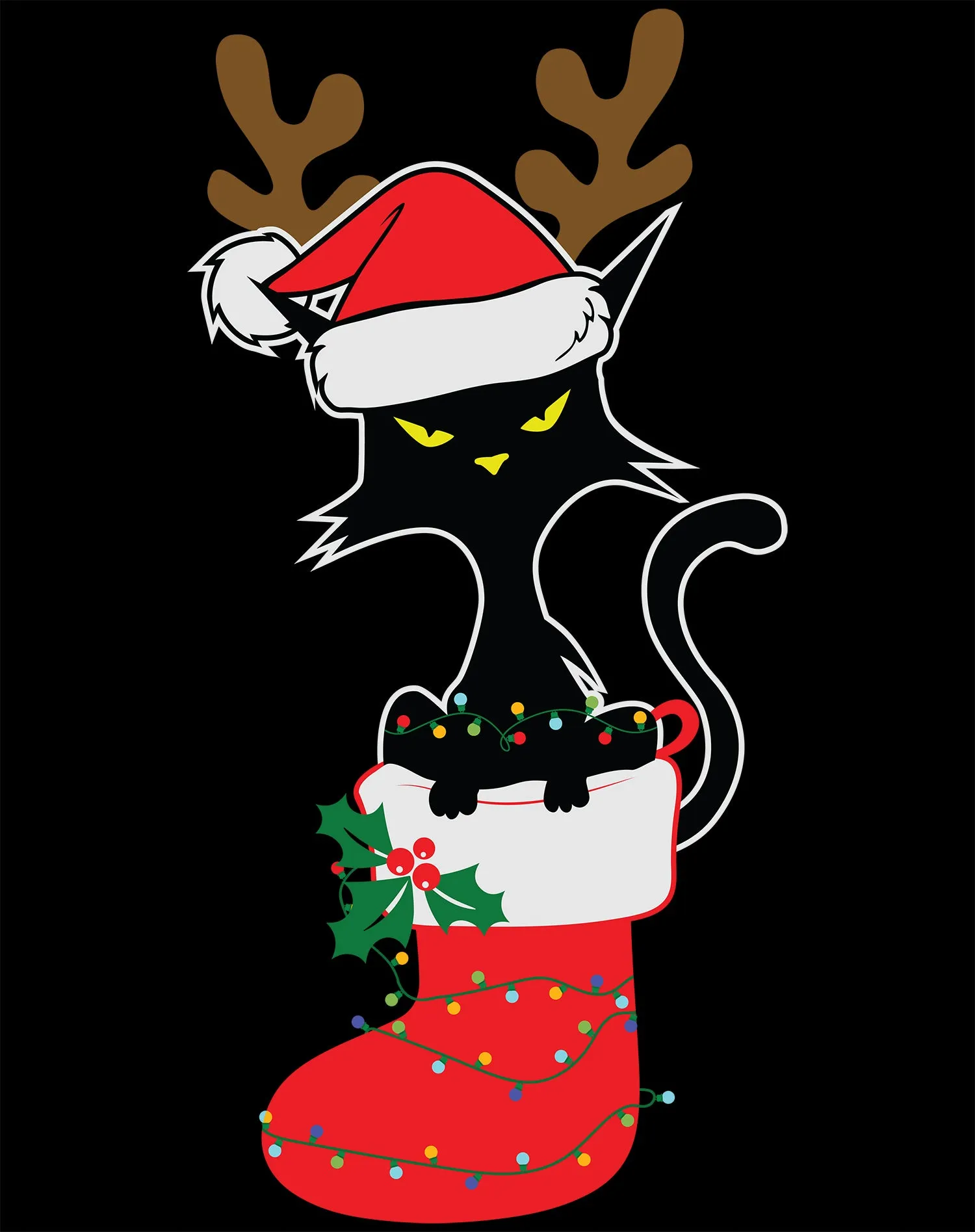 Christmas Cat Lover Santa Hat Stocking Vintage Fun Sweet Lol Youth T-Shirt
