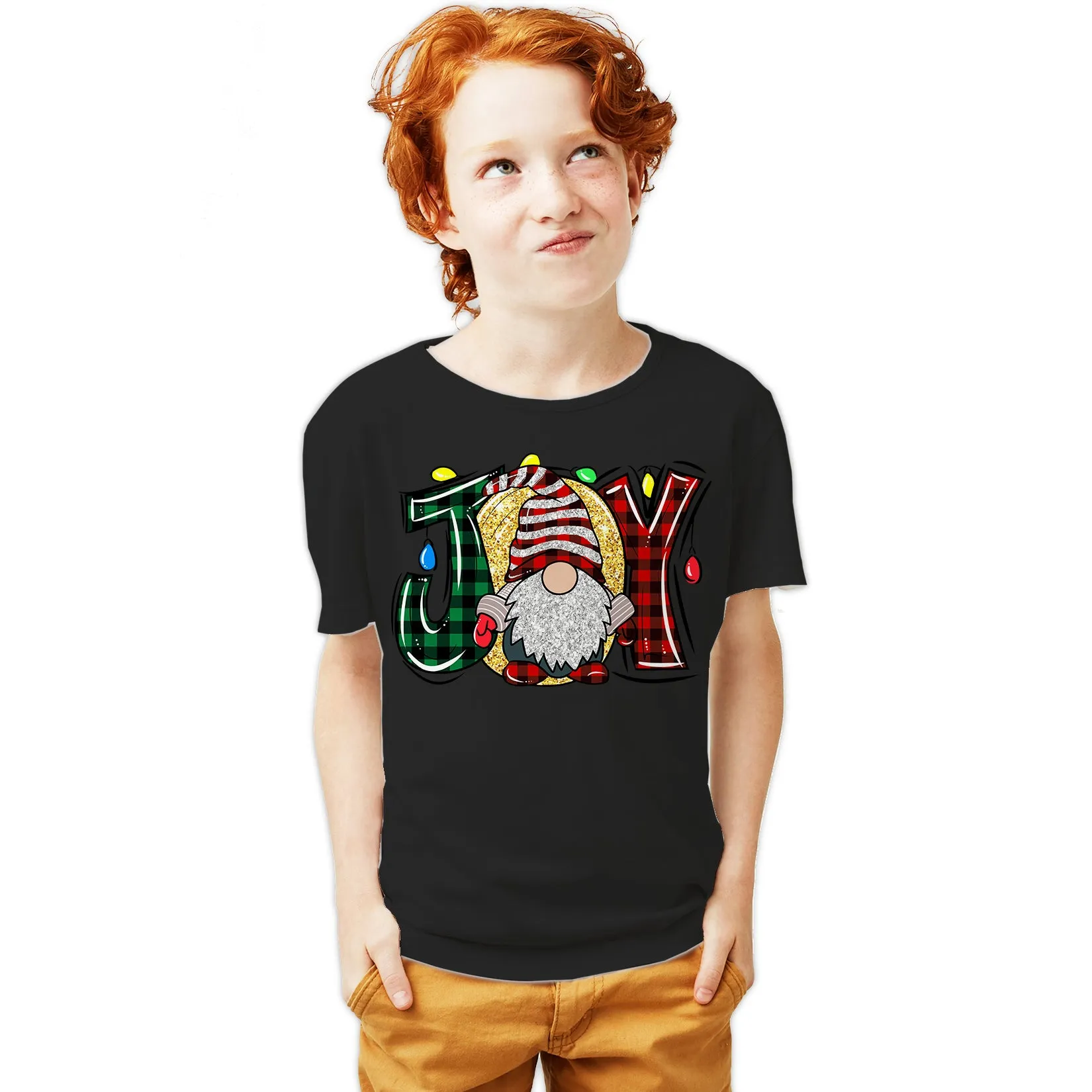 Christmas Gnome Joy Sparkle Meme Traditional Xmas Family Fun Youth T-Shirt