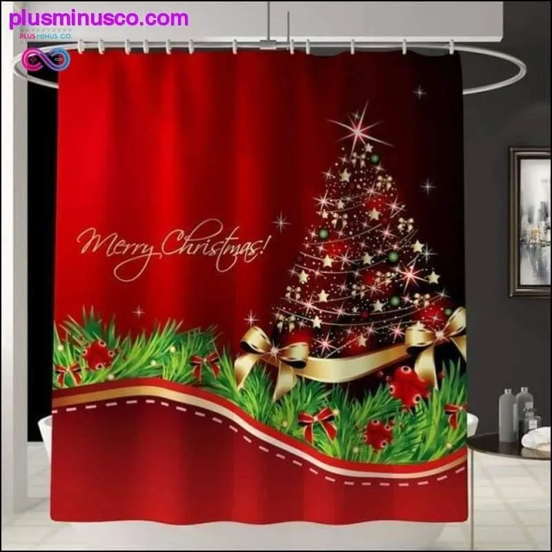 Christmas-patterned Curtain Toilet Cover Non-slip Rug Home