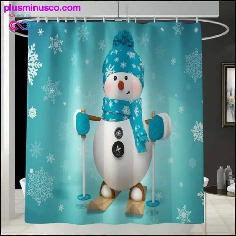 Christmas-patterned Curtain Toilet Cover Non-slip Rug Home